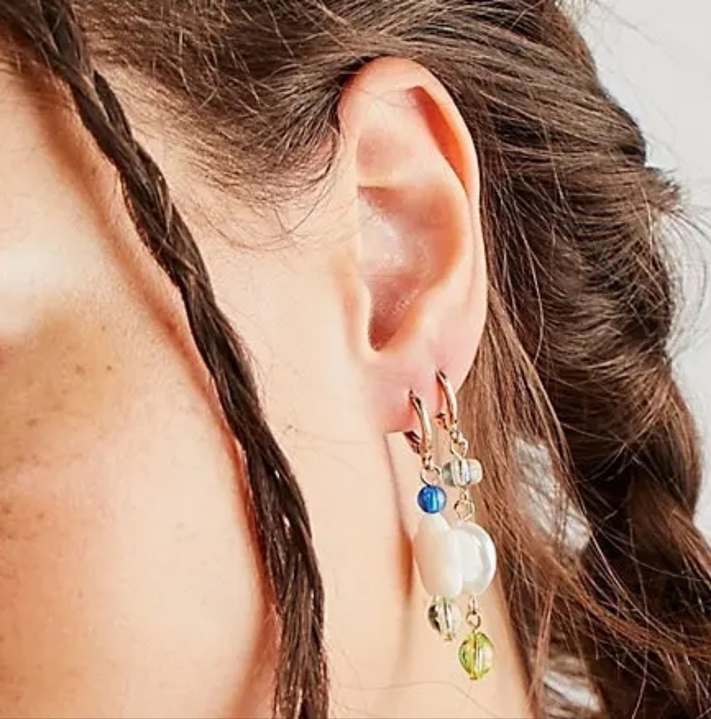 Free People Pearls And Shells Earring Set/Multi